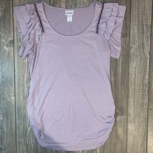 Motherhood Maternity Lilac Ruffle Sleeve Top